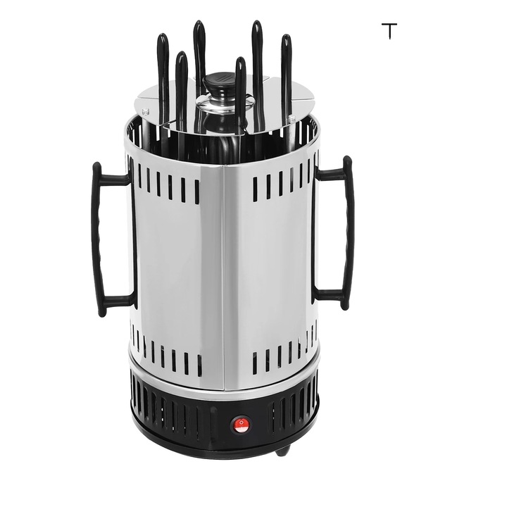 Gratar electric vertical, 1000W, gatit fara fum, 6 frigarui, 20x37.5cm