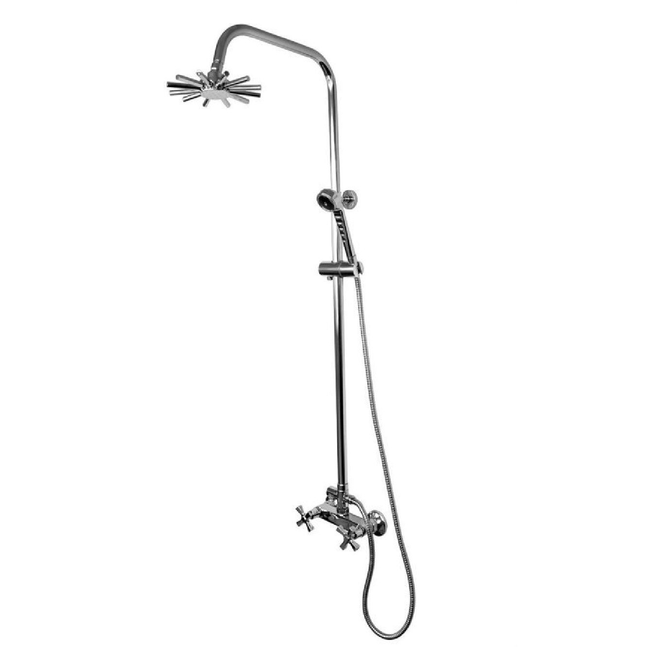 Set complet dus SUN, design retro, cap de dus ploaie tip spray, finisaj crom, dus de mana inclus