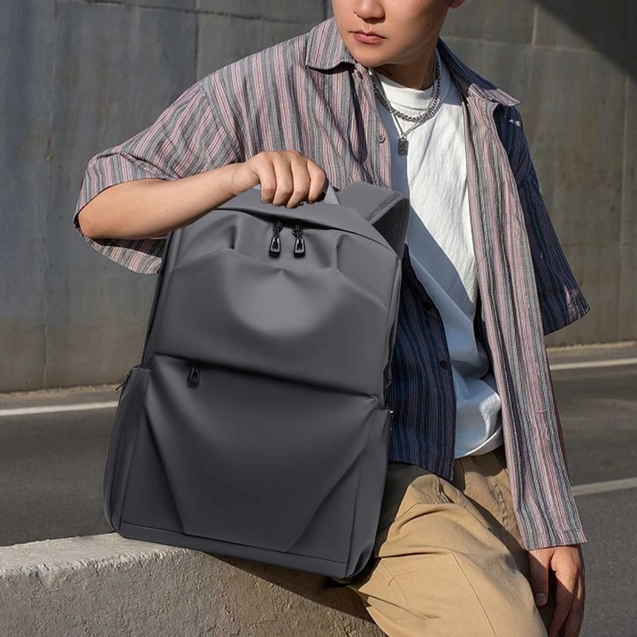Rucsac laptop YANYXR unisex, capacitate mare, gri inchis, 45x30x16cm
