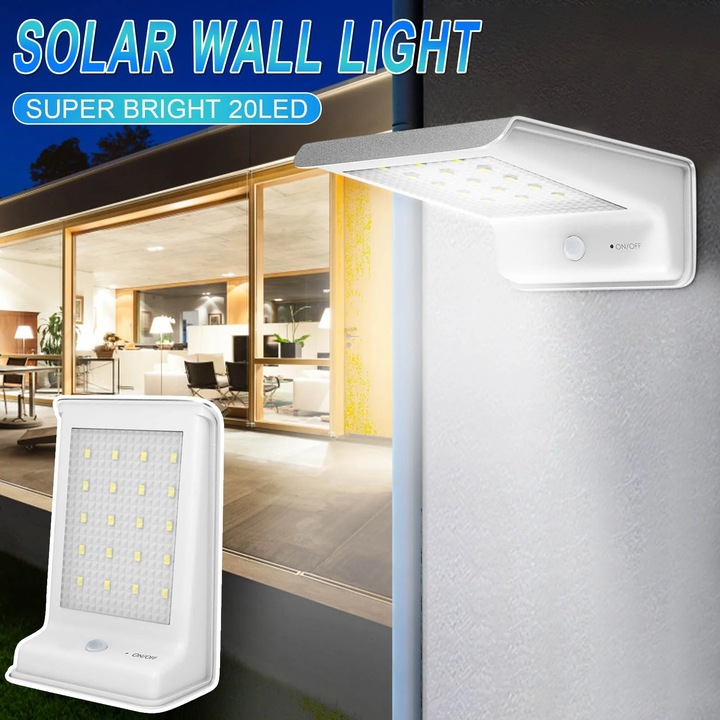 Стенна соларна лампа YANYXR 20 LED метал пластмаса 13x9.5x5см