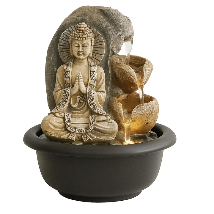 Декоративен Артезиански Фонтан FONIX ZenSpirit Буда, Фън Шуй, Циркулиращ Вода, Златист