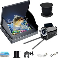 Camera subacvatica pescuit cu ecran LCD KLASTEP, Fir camera 20 M, IPS 5" 220° unghi larg, viziune nocturna, baterie 7500mAh IP68, monitorizare pe gheata, lac, mare si barca, Negru Mat