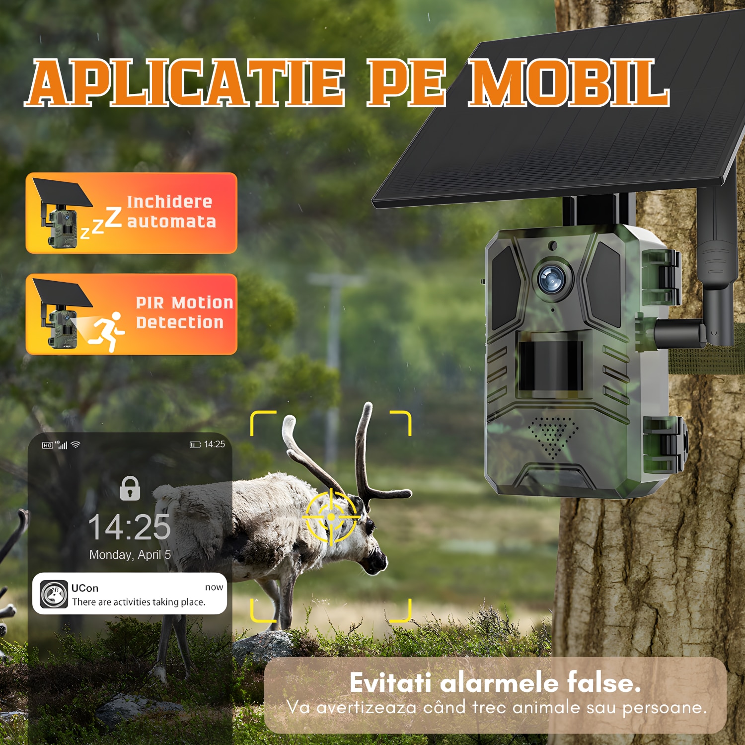 Camera de Vanatoare cu Panou Solar KLASTEP, Slot SIM, Viziune Nocturna ...