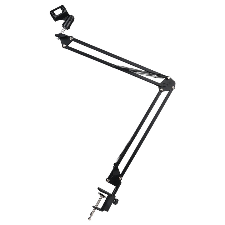 Suport pentru microfon, cantilever reglabil, prelungit si ingrosat, durabil, potrivit pentru transmisie live, inregistrare, difuzare, jocuri, cant, metal, negru