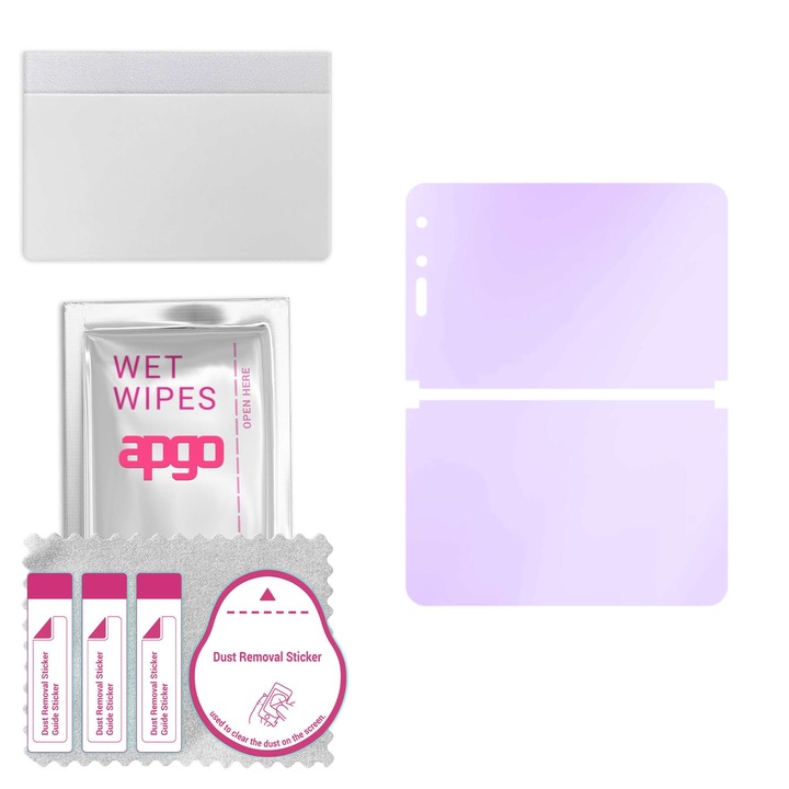 apgo ANTI-BLUE защитно стъкло за Microsoft Surface Duo – хибридно стъкло, протектор за екран, гланцово, професионално гъвкаво хибридно стъкло, 9H, пълно лепило