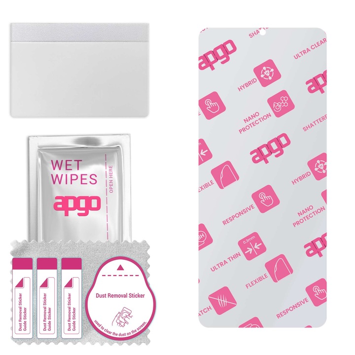 Apgo защитно стъкло за Xiaomi Redmi A3 – хибридно стъкло, протектор за екран, гланцово, гъвкаво хибридно стъкло, пълно лепене