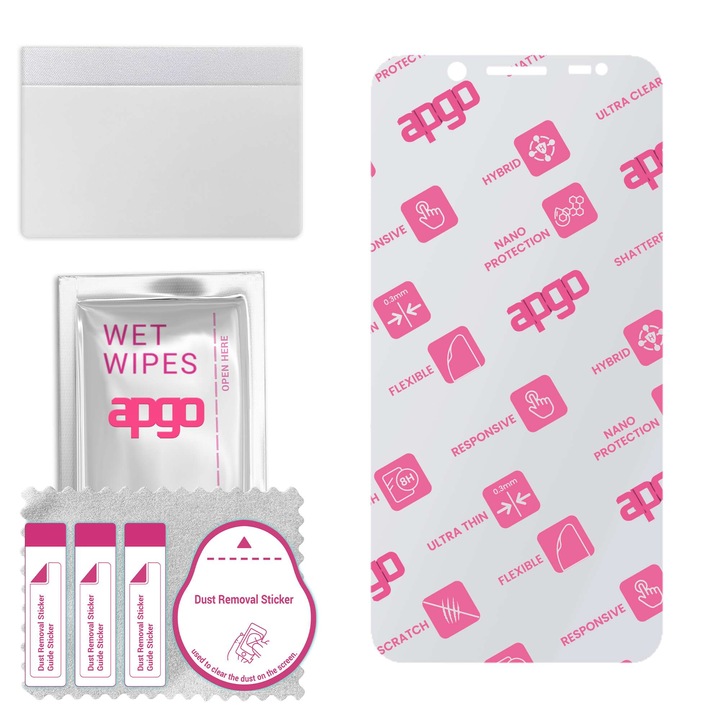 Защитно стъкло Apgo за Ulefone Power Armor 16S - хибридно стъкло, протектор за екран, гланцово, гъвкаво хибридно стъкло, пълно лепене