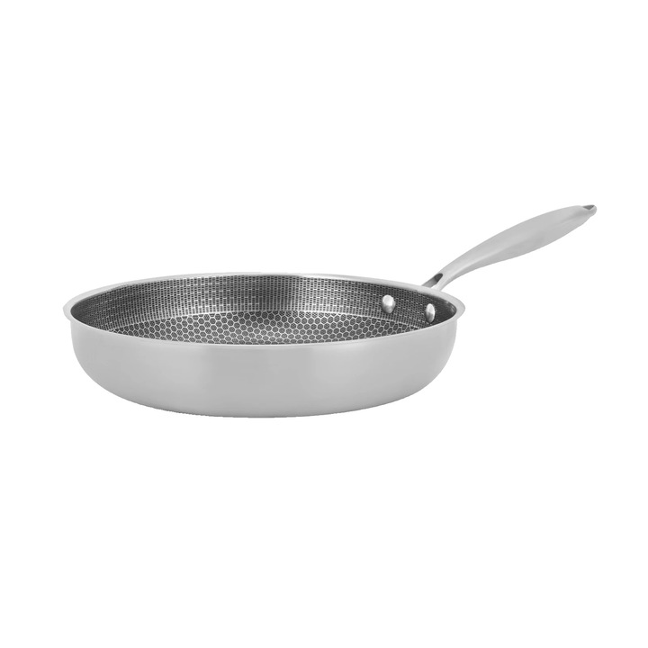 410-es rozsdamentes acél serpenyő, 32 cm, könnyű kialakítás, egyenletes hőeloszlás