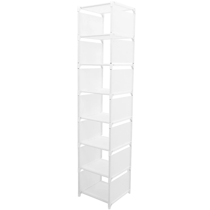 YANYXR BCS3104699 cipőtartó állvány, 6/8 polc acélból és PP-ből, helytakarékos sarok, fehér, 90x30x27 cm (6 szint) / 124x30x27 cm (8 szint)