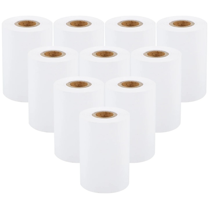 Hartie termica, 10 role, alb, 5.5x3.3cm, durabila, fara scame