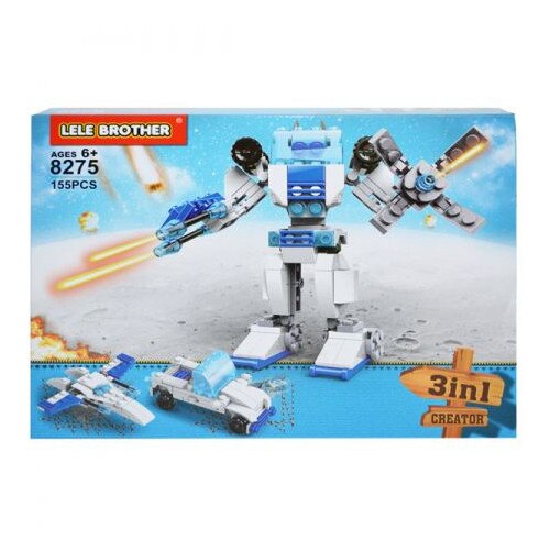Cuburi Constructii Plastic 155 piese, Robot, Camion, Avion, 26cm x 19cm x 4,5cm