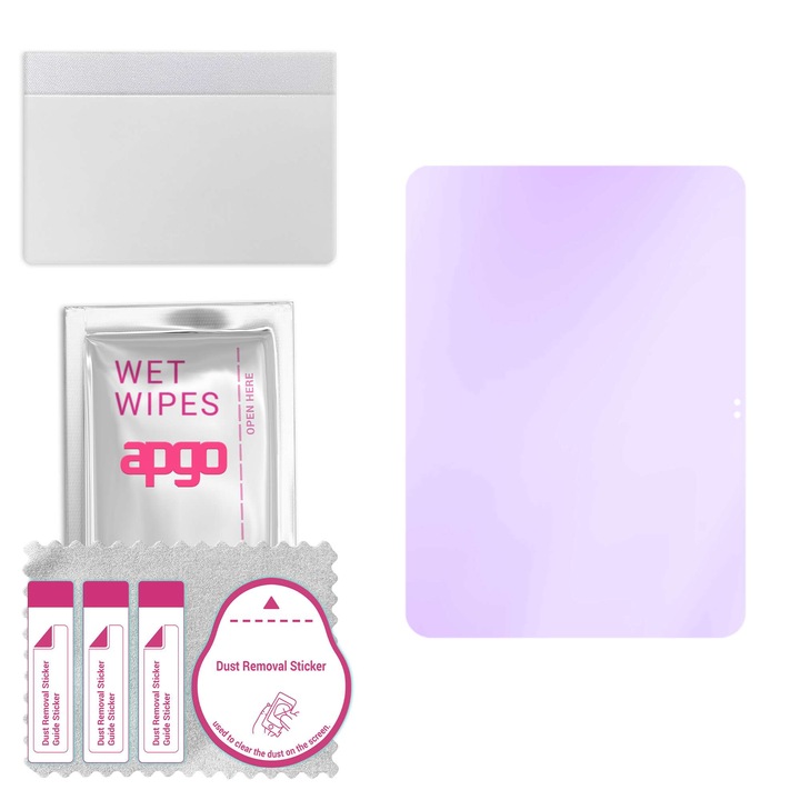 Sticla de protectie ANTI-BLUE apgo pentru Apple iPad (2025) – sticla hibrida, securizata pentru display, lucioasa, pro flexible Hybrid Glass, 9H, full glue
