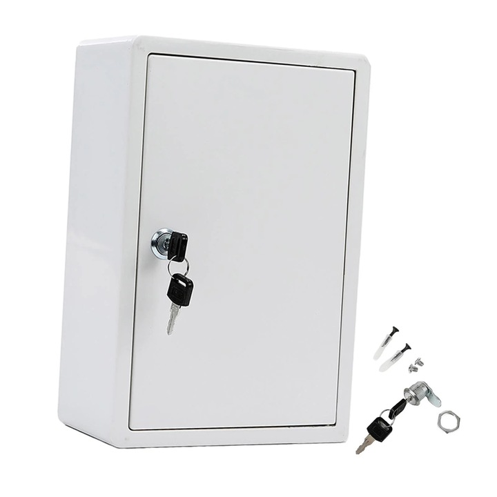 Falra szerelhető élelmiszerdoboz zárral, 20x11x30cm, fehér, praktikus tejszállításhoz, többcélú készlet