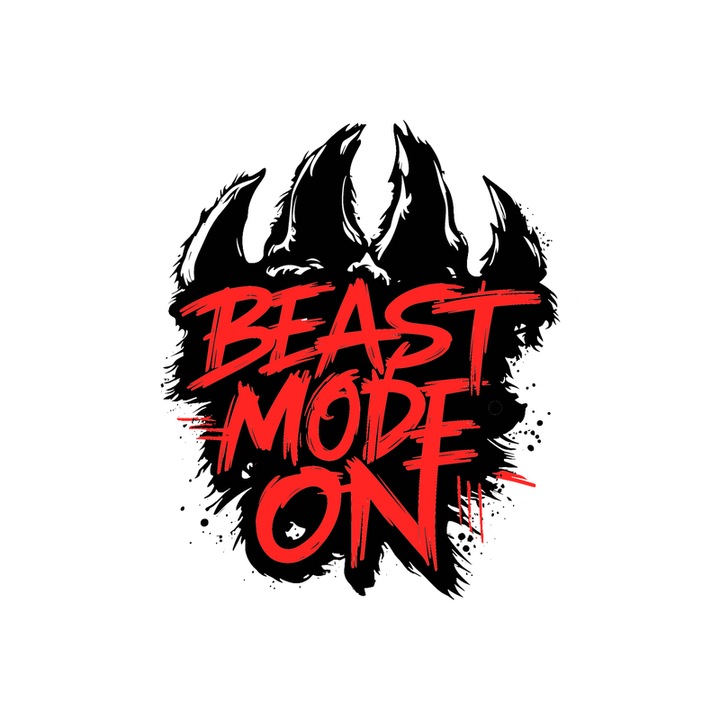Sticker Beast Mode On Text Rosu Intens, Autoadeziv, Cri-Flo, Marime 25 cm
