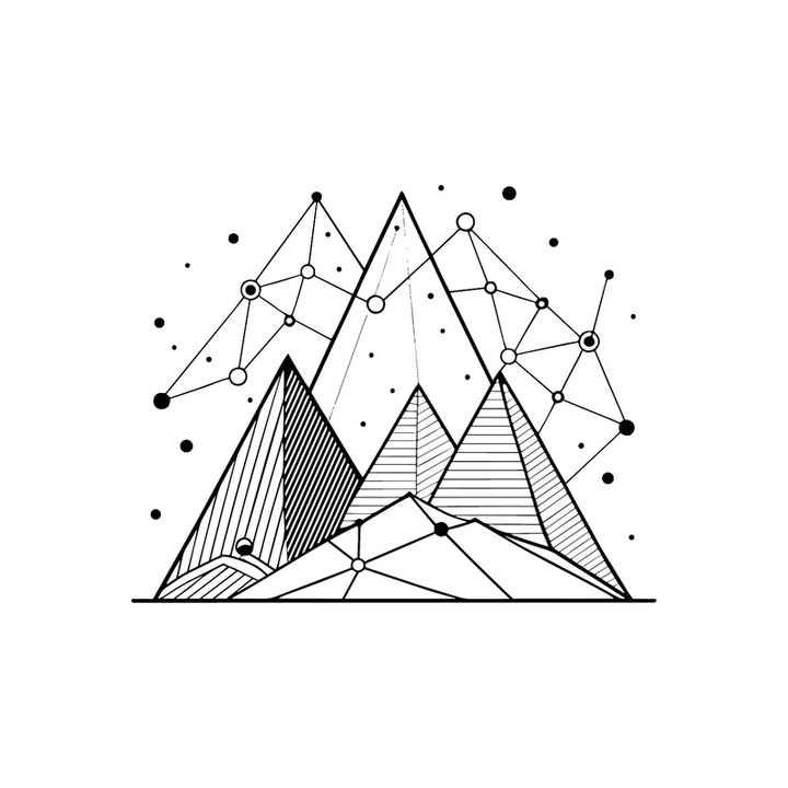 Sticker Munti Alb Negru Linii Geometrice, Autoadeziv, Cri-Flo, Marime 10 cm