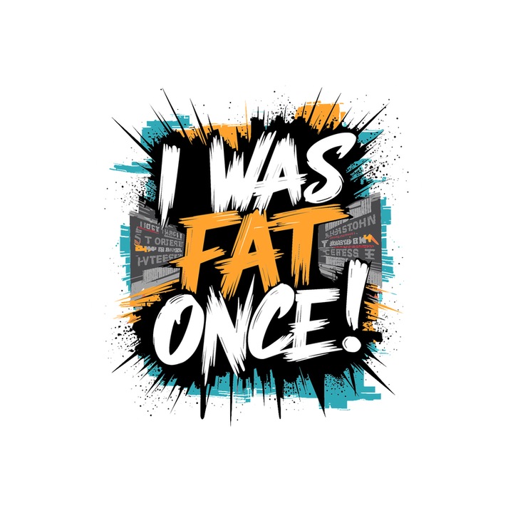 Sticker I Was Fat Once Text Motive Albastru, Autoadeziv, Cri-Flo, Marime 25 cm