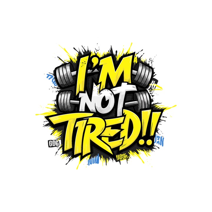 Sticker Im Not Tired Text Galben, Autoadeziv, Cri-Flo, Marime 15 cm
