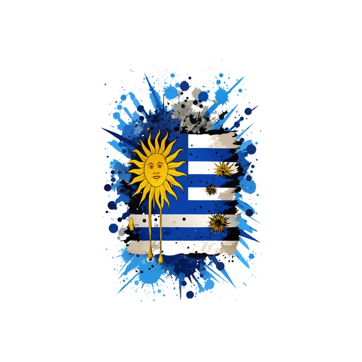 Sticker Uruguay Steag Splash Art, Autoadeziv, Cri-Flo, Marime 10 cm