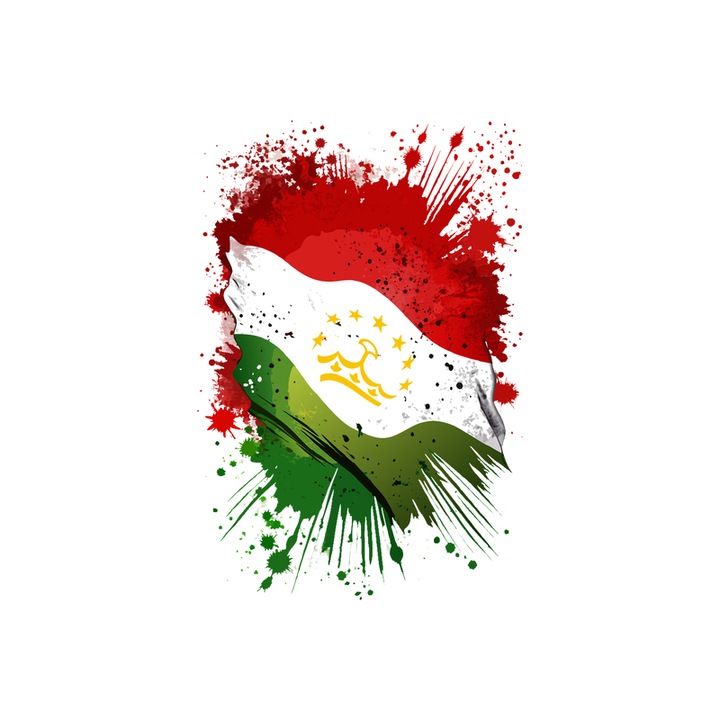 Sticker Tajikistan Steag Splash Art, Autoadeziv, Cri-Flo, Marime 10 cm