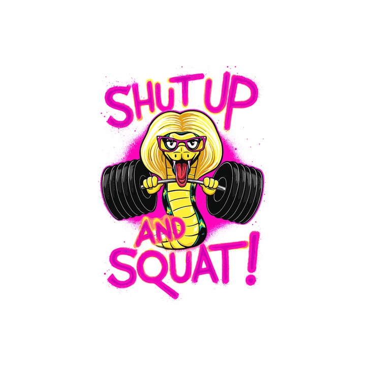 Sticker Shut Up And Squat Roz Haltere, Autoadeziv, Cri-Flo, Marime 6 cm
