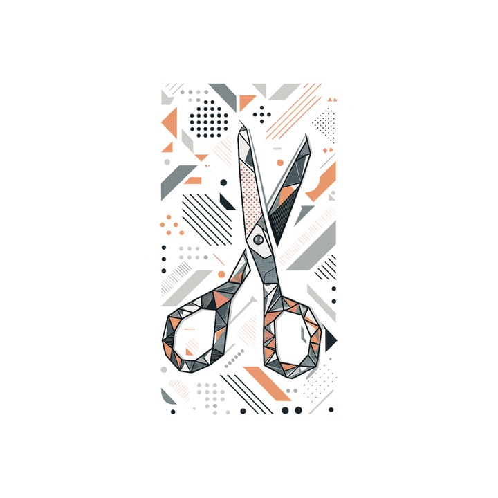 Sticker Foarfeca Abstracta Colorata, Autoadeziv, Cri-Flo, Marime 6 cm