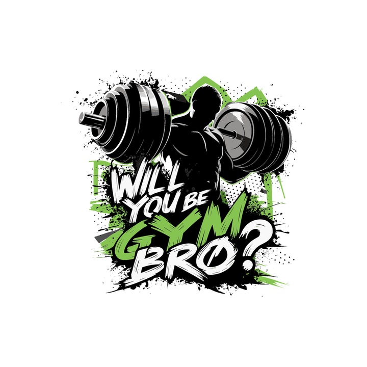 Sticker Will You Be Gym Bro Haltere Verde, Autoadeziv, Cri-Flo, Marime 6 cm
