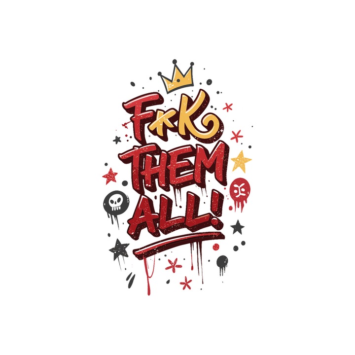 Sticker Fck Them All Atitudine Rebel, Autoadeziv, Cri-Flo, Marime 6 cm