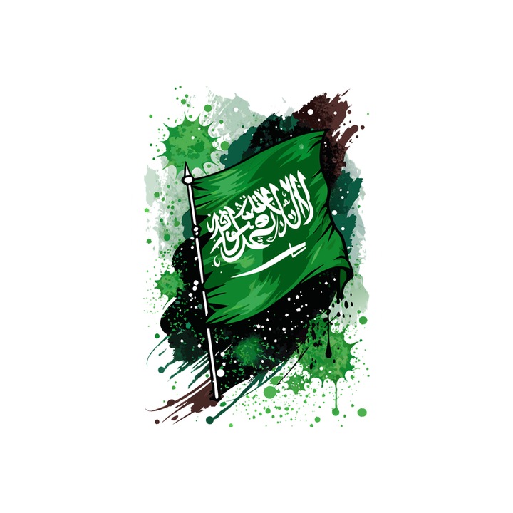 Sticker Saudi Arabia Steag Splash Art, Autoadeziv, Cri-Flo, Marime 6 cm