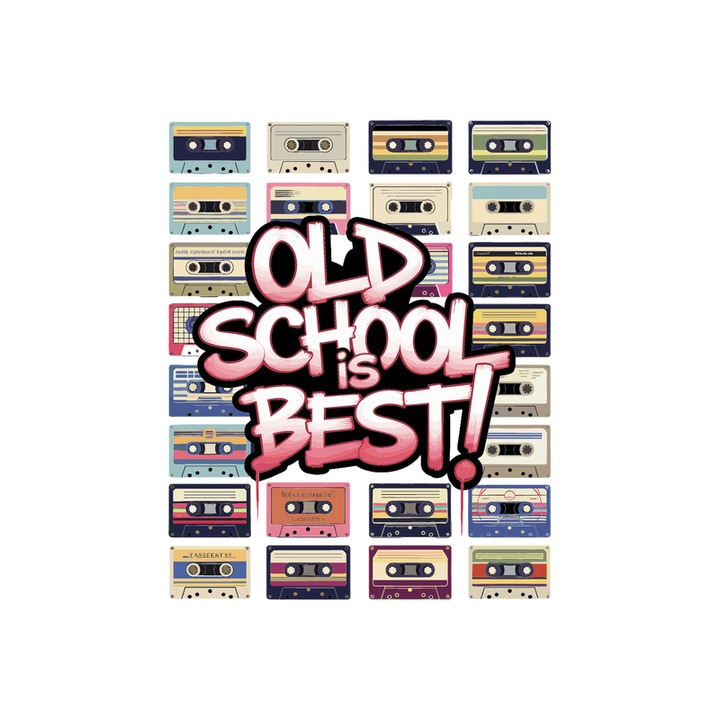 Sticker Old School Best Casete Retro, Autoadeziv, Cri-Flo, Marime 6 cm