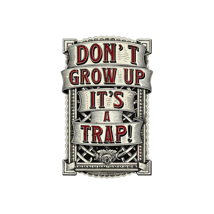 Sticker Dont Grow Up Its A Trap Poster, Autoadeziv, Cri-Flo, Marime 25 cm