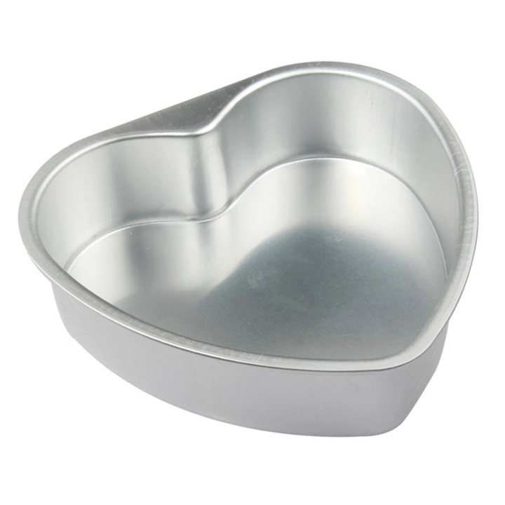 Tava de copt inima, YANYXR, aluminiu, 24x24.5x6.5cm, cu fund detasabil