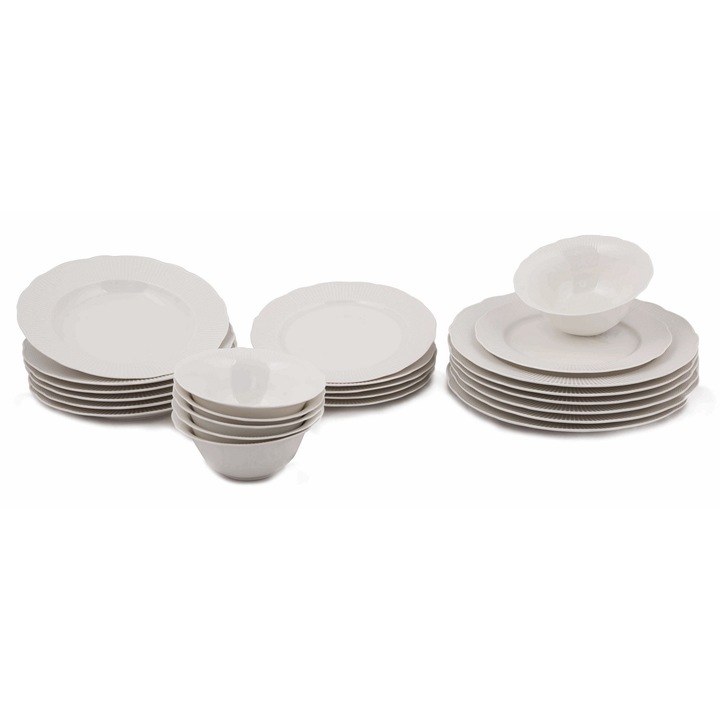 Set de cina 24 piese, Hermia Concept, portelan, rezistent la masina de spalat vase si cuptor cu microunde