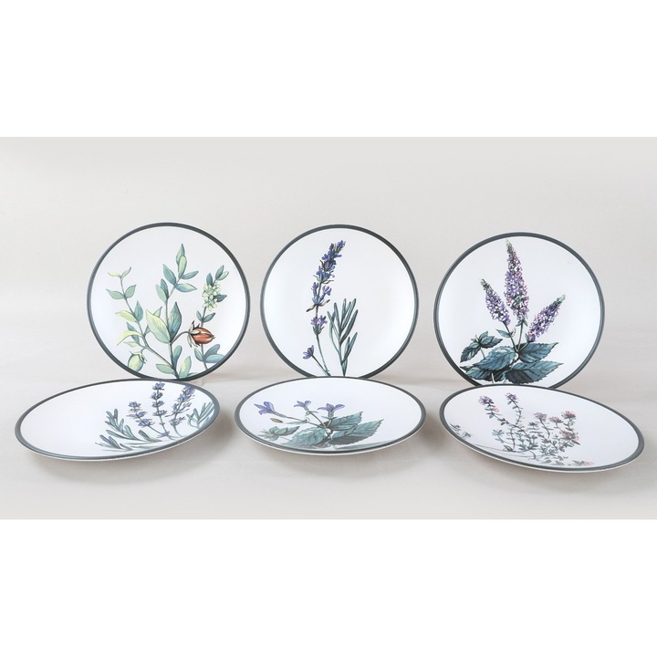 Set farfurii pentru desert, Hermia Concept, 20cm, 6 piese, ceramica, rezistent la socuri termice