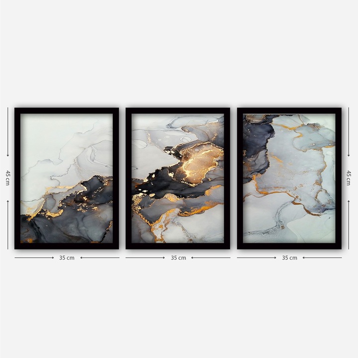 Dekoratív festmények, Wallity, 35x45cm, 3 darabos készlet, MDF, műanyag