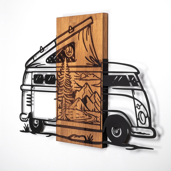 Dekoratív fali kiegészítő, Wallity, 90x58cm, fa, fém