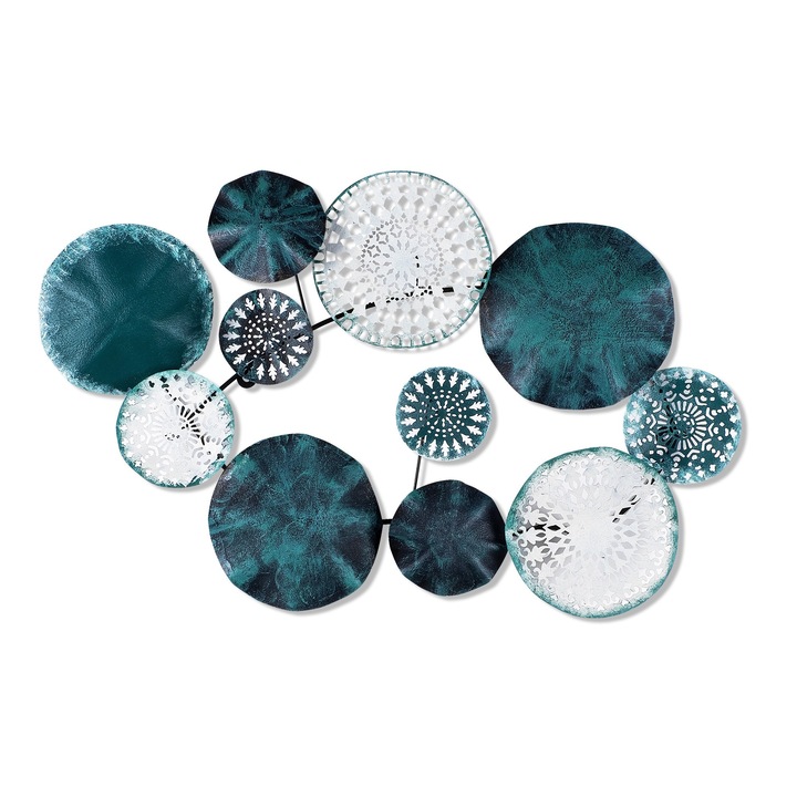 Dekoratív fém fali dekoráció, Wallity, 82x50x5cm, kézzel készített, 1.2kg