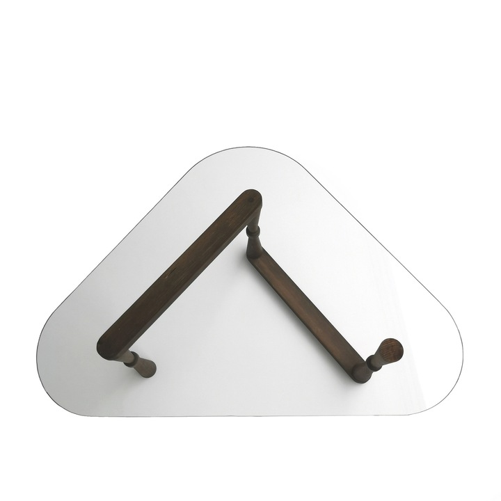 Masa de cafea, Woody Fashion, 100% lemn de pin, 96x41x81cm, sticla temperata