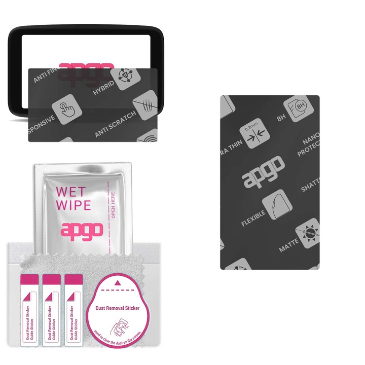 Защитен стъклен протектор APGO за TomTom GO Superior 7 – хибридно стъкло за дисплей, пълно лепене, подходящо за калъфи