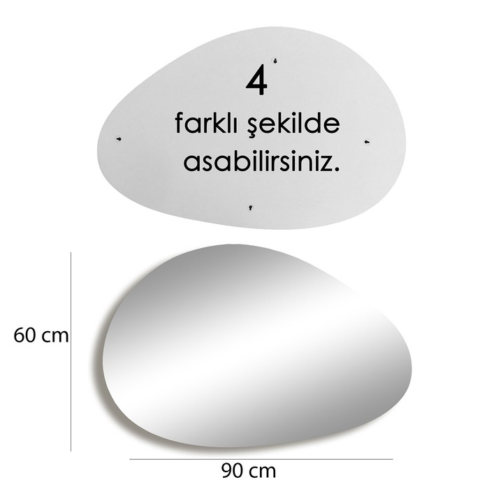 Woody Fashion tükör, 90x60cm, melamin, állítható, falra szerelhető