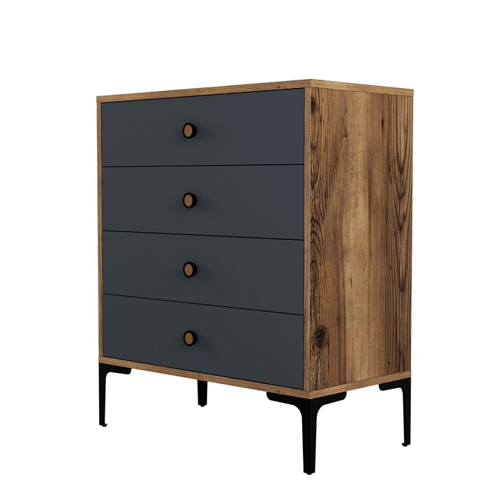 Comoda, Woody Fashion, 4 sertare, 76x90,7x40cm, alb