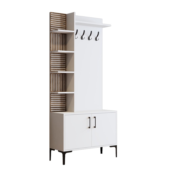 Cipőszekrény Woody Fashion 90x200x35cm fehér fém