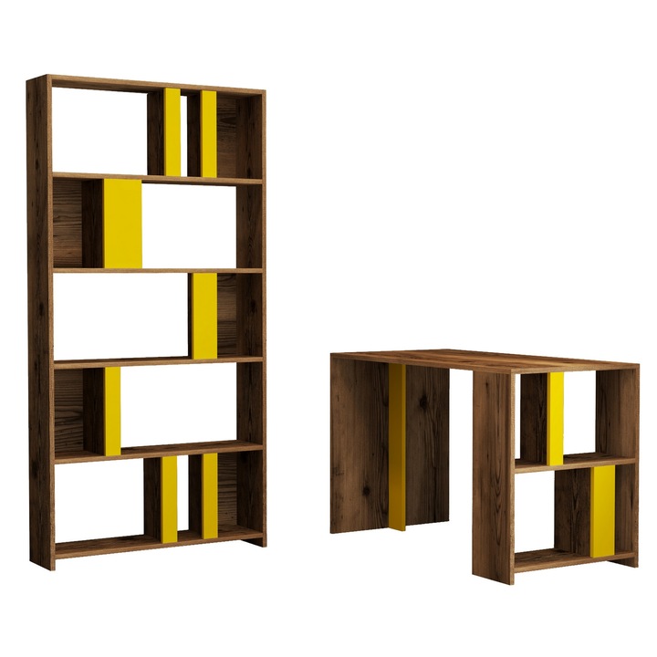 Birou de studiu si biblioteca Woody Fashion 120x75x60cm PAL 90x180x20cm