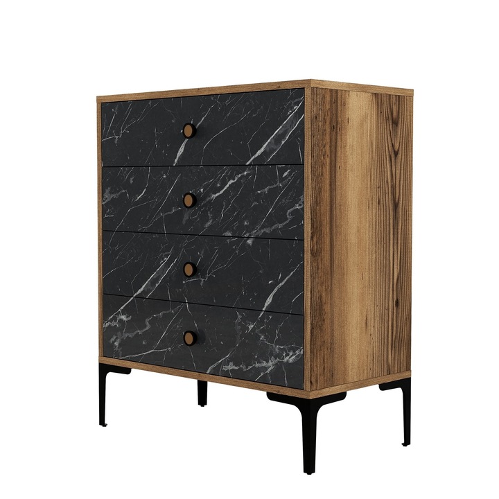 Comoda, Woody Fashion, 4 sertare, 76x90,7x40cm, alb