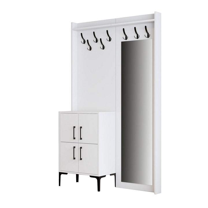 Cuier pentru haine, Woody Fashion, suport cu rafturi, 120x200x35cm, metalic