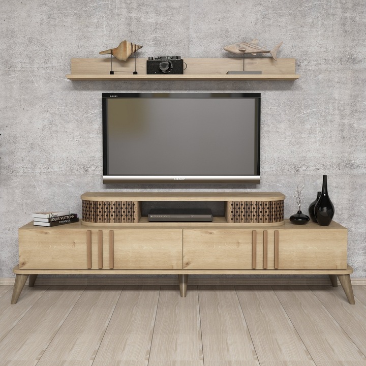 Comoda TV, Woody Fashion, 168x51,6x39cm, 3 rafturi, melamina
