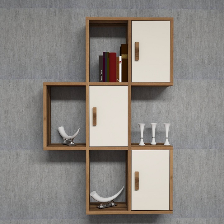 Fali polc, Woody Fashion, 50x112,6x20cm, 18mm vastag forgácslap, számos polccal