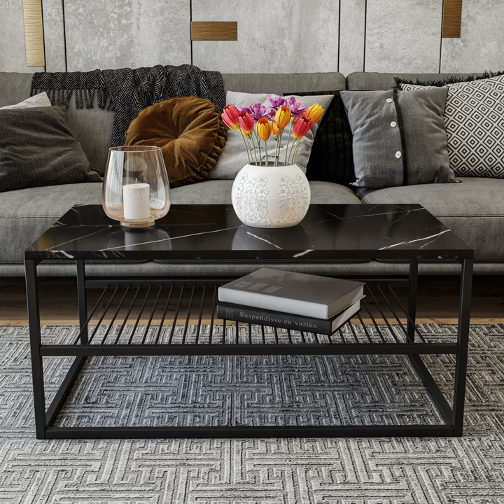 Холна маса, Woody Fashion 95x55x43см, меламин, електростатично боядисани метални крака