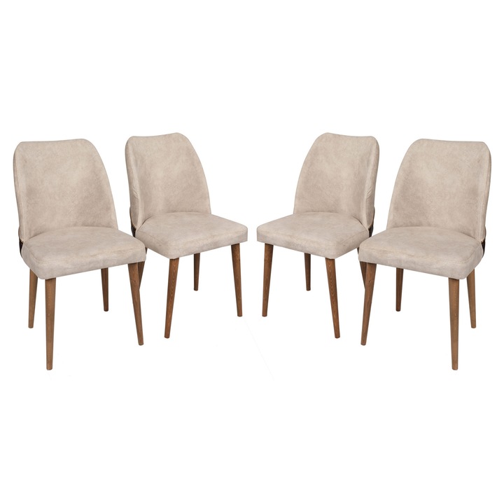 Set scaune, Woody Fashion, metal, picioare din lemn de carpen, 50x49x90cm, 4 piese