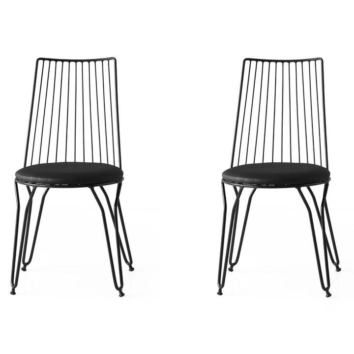 Set scaune, Woody Fashion, 44x84x44cm, 2 piese, metal, piele ecologica