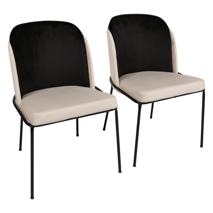 Székgarnitúra, Woody Fashion, 54x86x55cm, 2 darabos, fém, bársony szövet